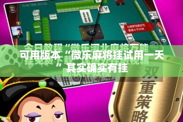 可用版本“微乐麻将挂试用一天	”其实确实有挂